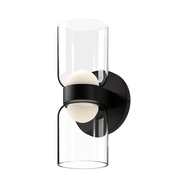 Cedar 11 in. 1 Light 15-Watt Black/Clear Integrated LED Wall Sconce