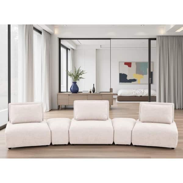Stavan 37 in. Armless Fabric Rectangle Shape Sofa in Light Brown