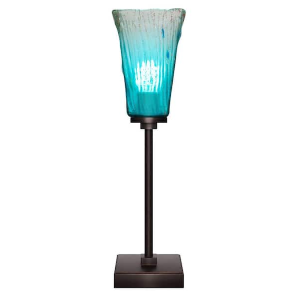 Unbranded Quincy 18.25 in. Dark Granite Accent Lamp with Glass Shade