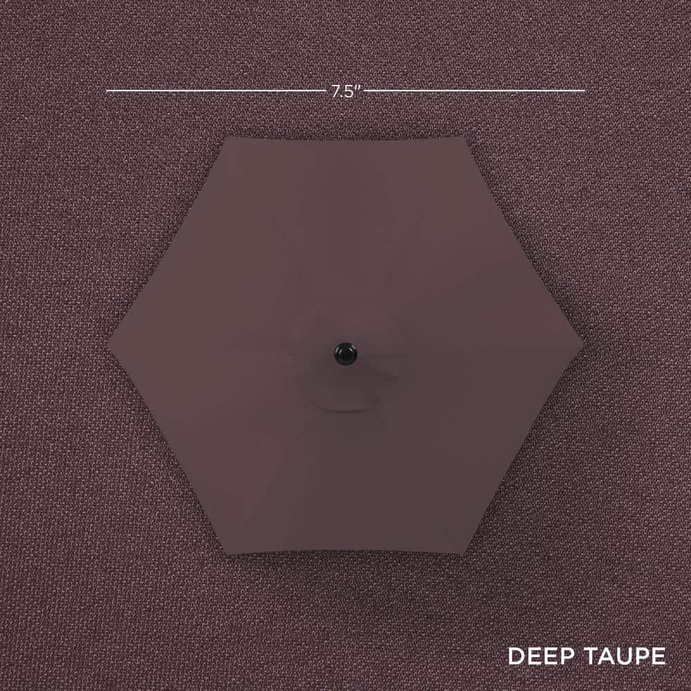 7.5 ft Deep Taupe Hexagon Market Umbrella with Black Metal Pole