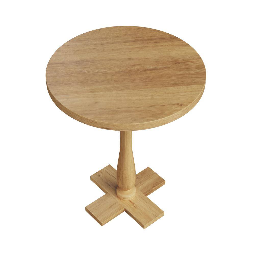 Natural Mango Wood Round Pedestal Side Table