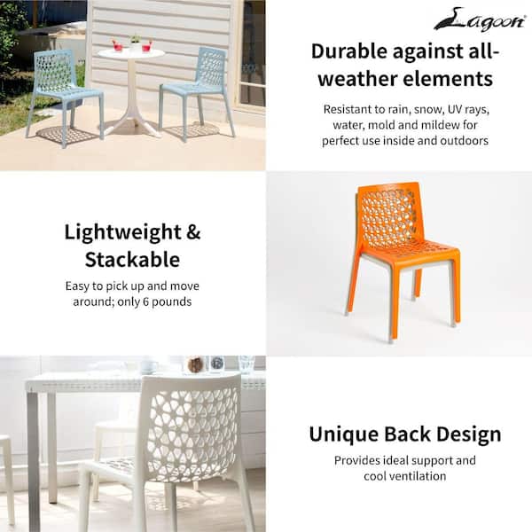 Milan Orange Stackable Resin Outdoor Dining Chair (2-Pack)