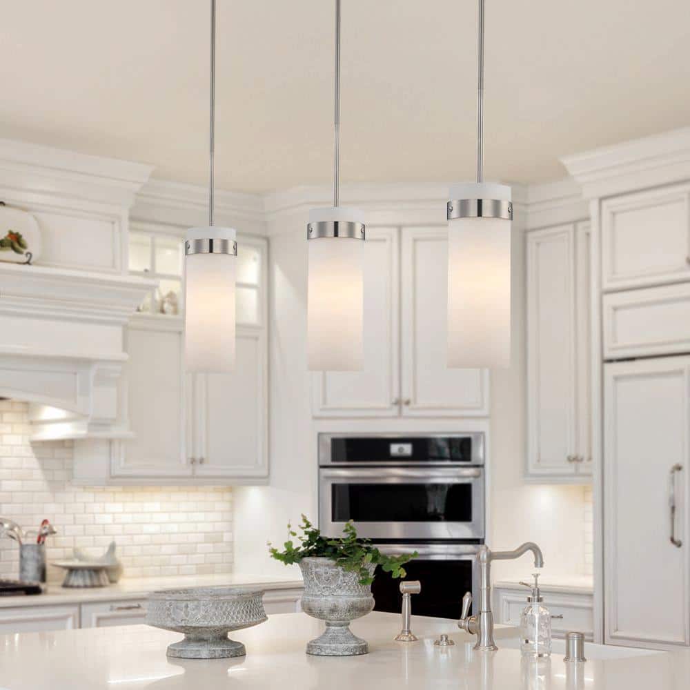 Brushed Nickel Frosted Glass Mini Pendant Light