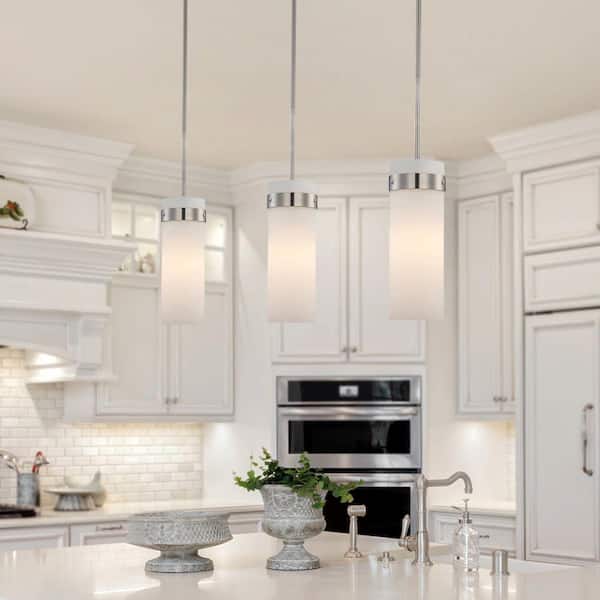 Crosby 1-Light Brushed Nickel Mini Pendant Light Fixture with Frosted Glass Shade