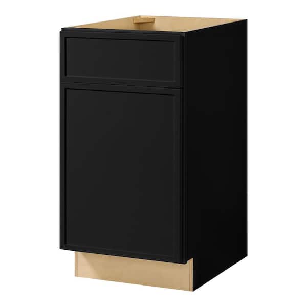 Leyton 18 in. W x 24 in. D x 34.5 in. H Ready to Assemble Plywood Slim Shaker Base Kitchen Cabinet in Raven Black