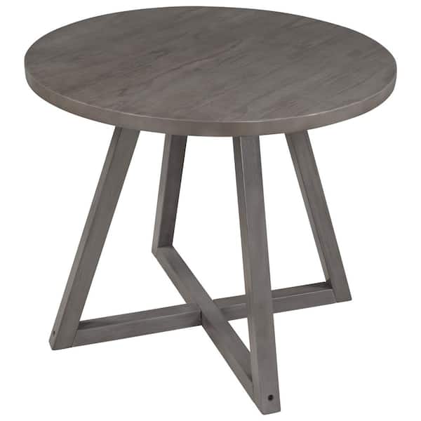 ATHMILE 36 in. Round Wood Top Dining Table with X-Shape Legs (Seats 4)