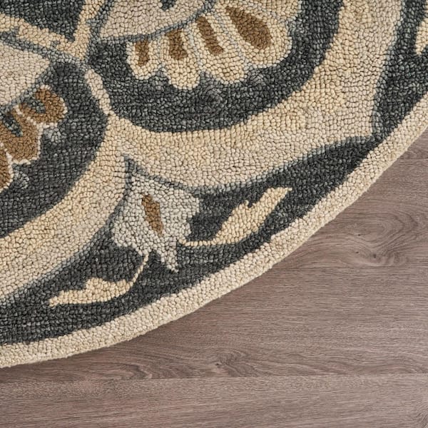 Daliah Mandala Black 6 ft. x 6 ft. Round Geometric Indoor Area Rug