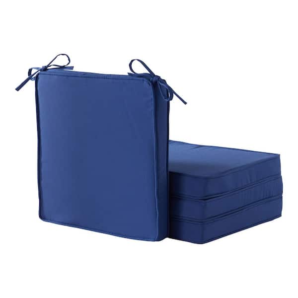 Greendale Home Fashions 18 in. x 18 in. Marine Blue Square Outdoor Dining Seat Cushion (4-Pack)