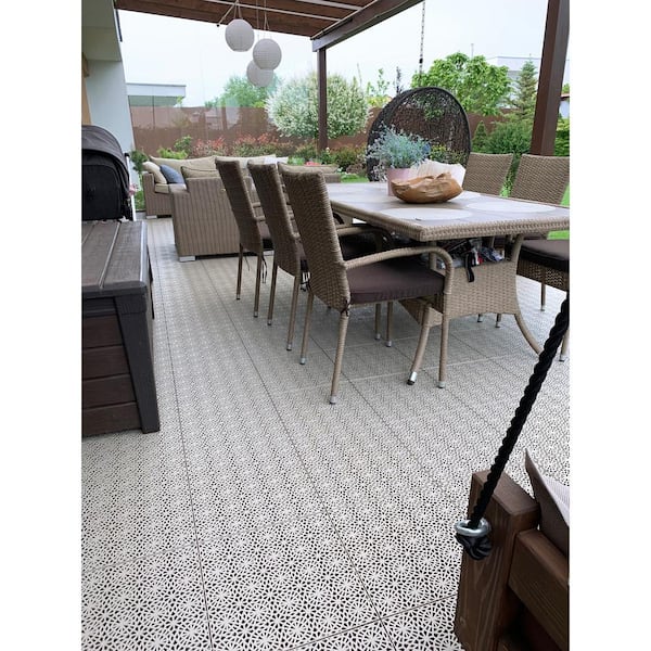 XL Corner 0.17 ft. x 0.20 ft. PVC Deck Tile in Sandstorm (4 Tiles Per Box)