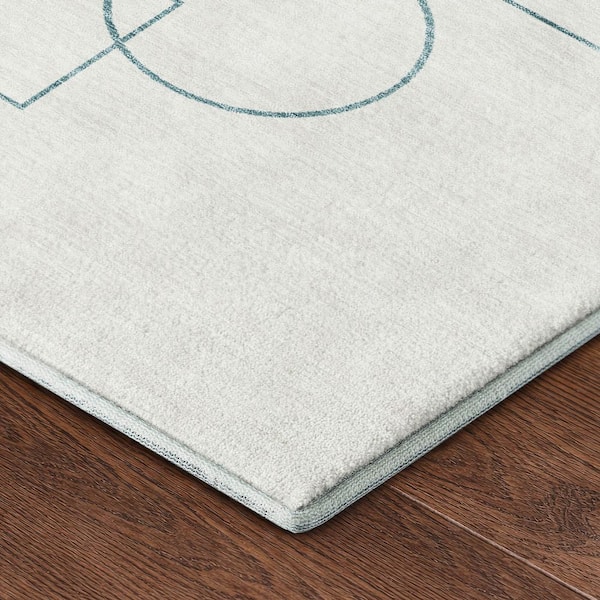 Mayfield Premium Machine Washable Abstract AMF2500 Ivory 9 ft. x 12 ft. Area Rug