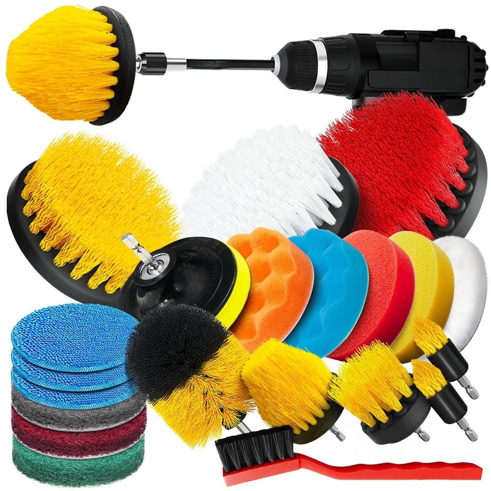 22 Pack Yellow Drill Brush Attachments Set with Iron Handle, Scrub Pads Sponge Toilet Carpet Floor Shower Bathtub Sink price history on PriceWatchPro