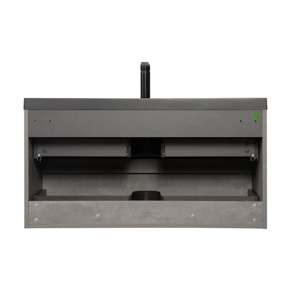 FAMYYT 42 in. W Minimalist Floating Bath Vanity in Gray with Matte