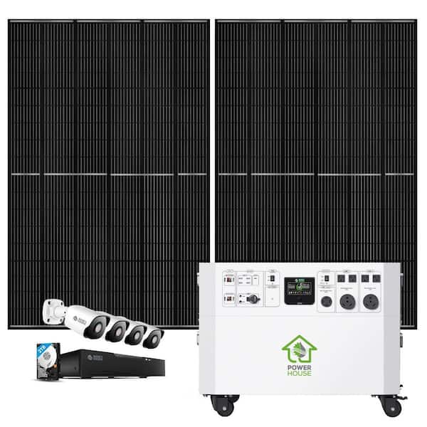 NATURE'S GENERATOR Powerhouse Gold SE 7,200-Watt Electric Switch Solar Generator with (2) 410W Panels, Security Camera System and Wheels