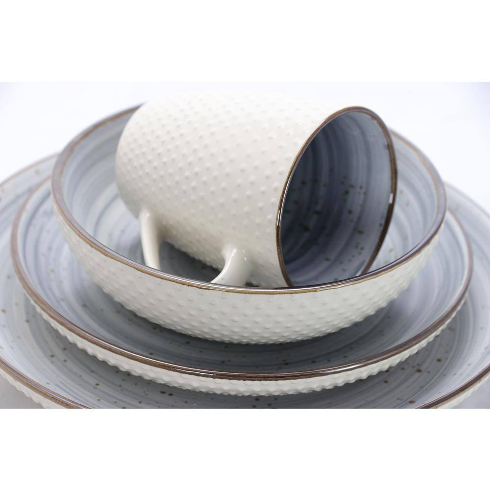 Powder Blue and White Ceramic 16-Piece Dinnerware Set