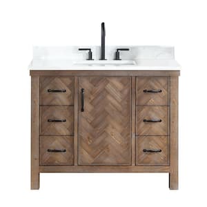 Javier 42 in. W x 22 in. D x 33.9 in. H Single Sink Bath Vanity in Antique Gray with White Grain Composite Stone Top