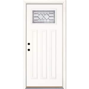 33.5 in. x 81.625 in. Mission Pointe Zinc Craftsman Unfinished Smooth Right-Hand Inswing Fiberglass Prehung Front Door