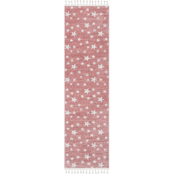 Kennedy Stars Modern Kids Pink 2 ft. 7 in. x 9 ft. 10 in. Runner Area Rug