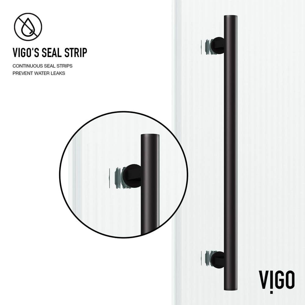 Elan 60" Matte Black Frameless Sliding Tub Door with Fluted Glass