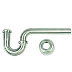 Brass P-Trap Assembly with Box Escutcheon and 1-1/4 in. O.D. J-Bend in Satin Nickel