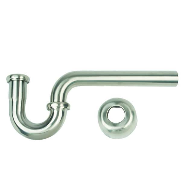 BrassCraft Brass P-Trap Assembly with Box Escutcheon and 1-1/4 in. O.D. J-Bend in Satin Nickel