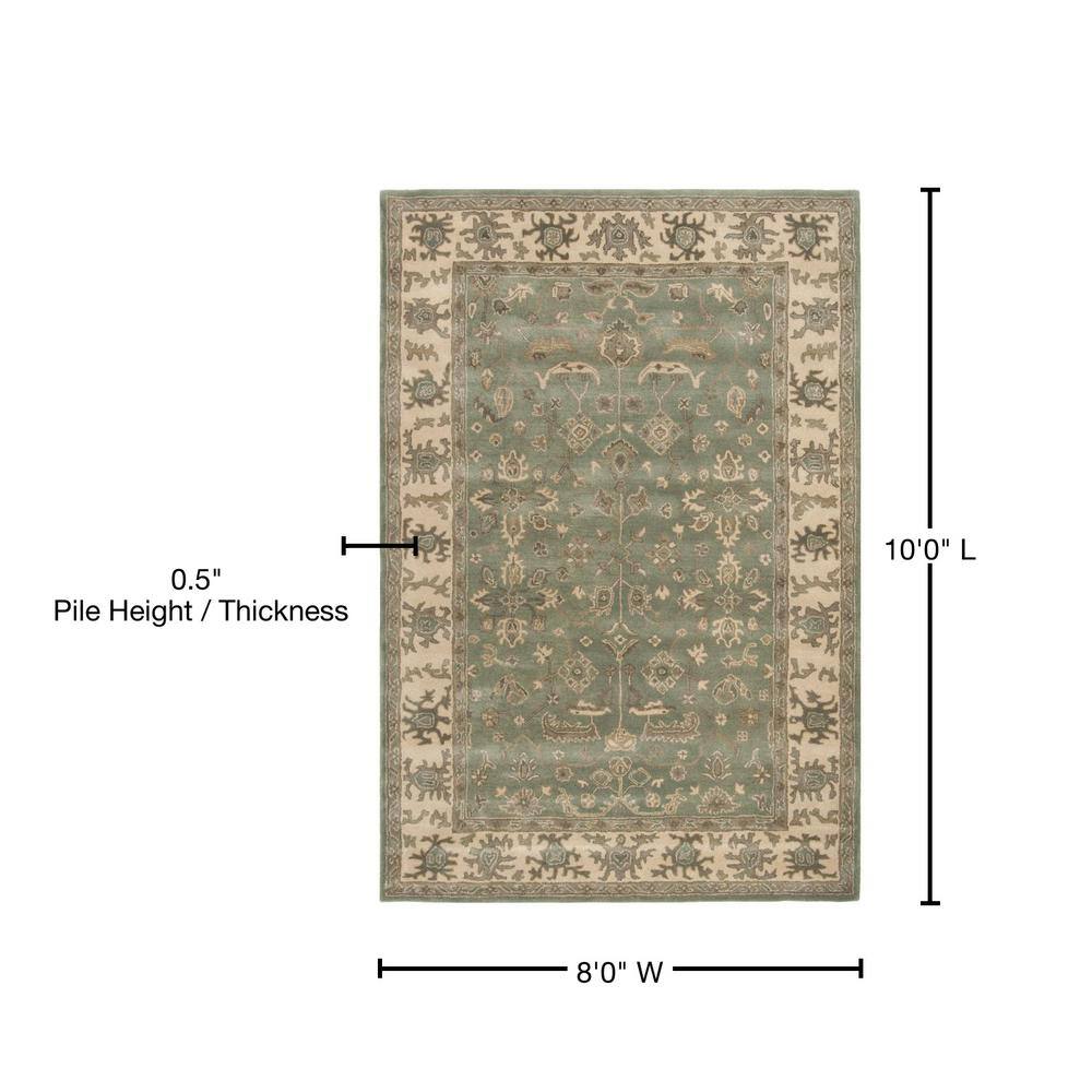Slate and Cream Hand-Tufted Wool Area Rug, 8' x 10'