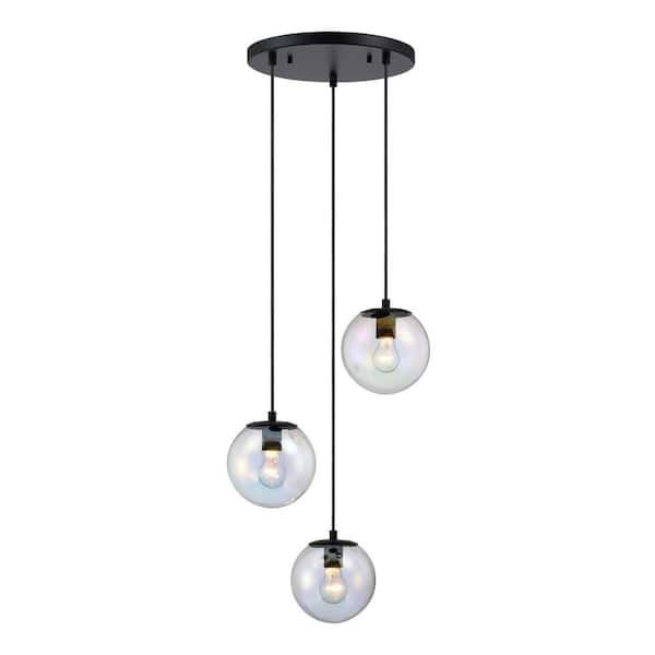 Hunter Cypress Grove 4-Light Matte Black Transitional Led Crystal Chandelier