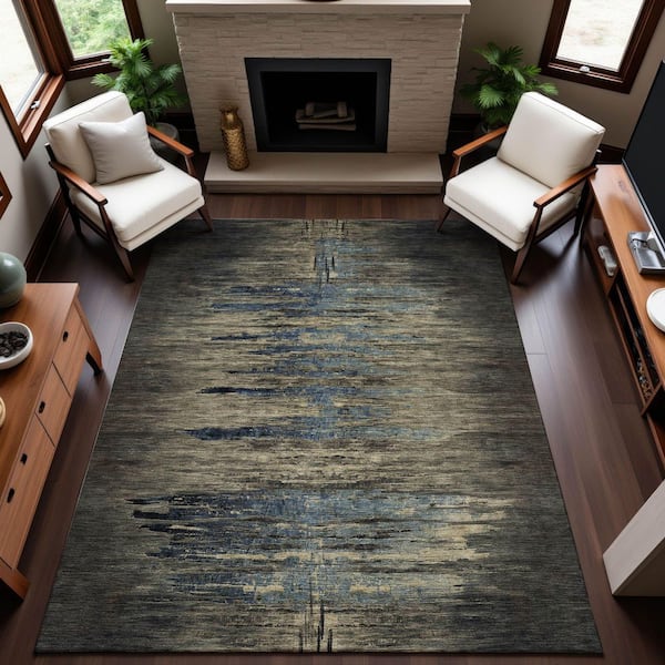 Mayfield Premium Machine Washable Abstract AMF1299 Coffee 8 ft. x 10 ft. Area Rug