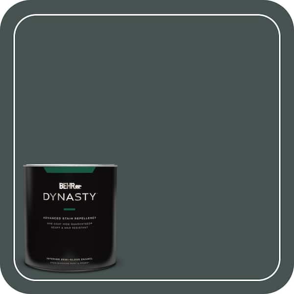 BEHR DYNASTY 1 qt. #MQ6-44 Black Evergreen One-Coat Hide Semi-Gloss Enamel Interior Stain-Blocking Paint and Primer