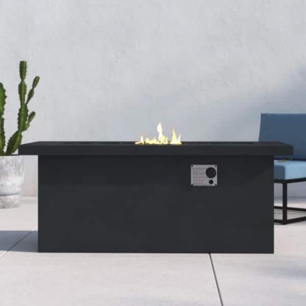 Unbranded 42 in. Fiber-Reinforced Concrete Propane/Natural Gas Fire Pit Table, 50,000 BTU Output, Stainless Steel Burning Area