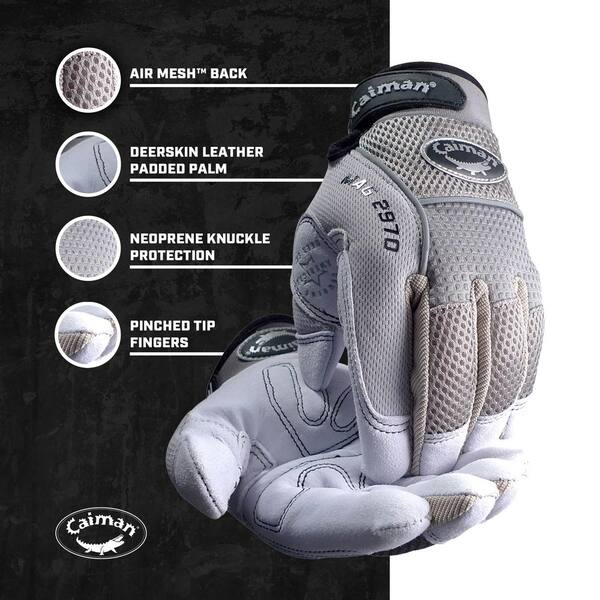 Caiman MAG Unisex Large Gray Top Grain Split Deerskin