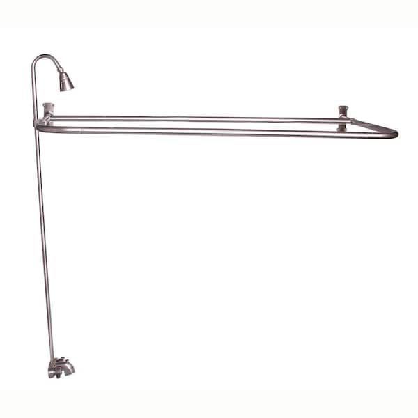 Barclay Products 2-Handle Claw Foot Tub Faucet with Diverter, Riser, 54 in. D Shower Ring and Showerhead in Brushed Nickel