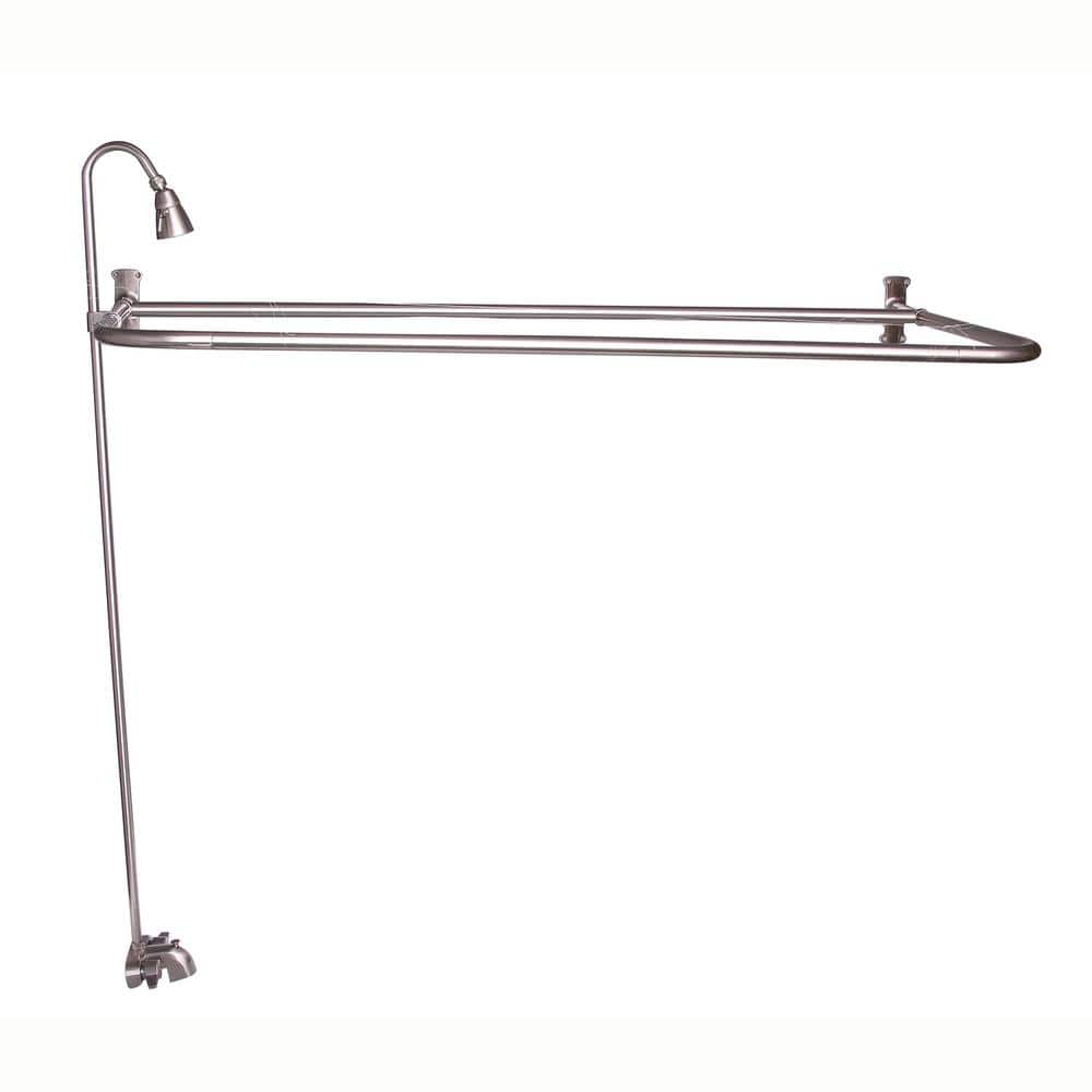 2-Handle Claw Foot Tub Faucet with Diverter Riser 60 in. D Shower Ring and Showerhead in Brushed Nickel price history on PriceWatchPro