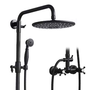 1-Spray Wall Bar Shower Kit 8 in. Round Rain Shower Head with Hand Shower in Matte Black