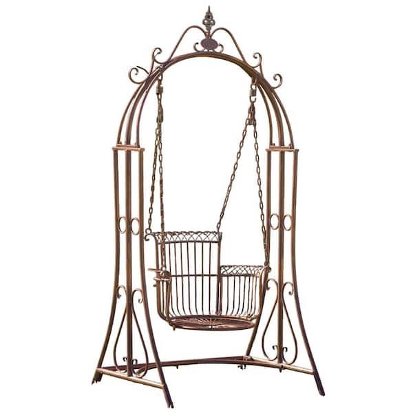 Zaer Ltd. International Oasis 1-Person Antique Bronze Metal Patio Swing