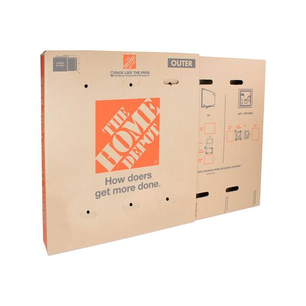 The Home Depot Wardrobe Moving Box with Metal Hanging Bar and Handles 2-Pack (24 in. L x 24 in. W x 34 in. D)