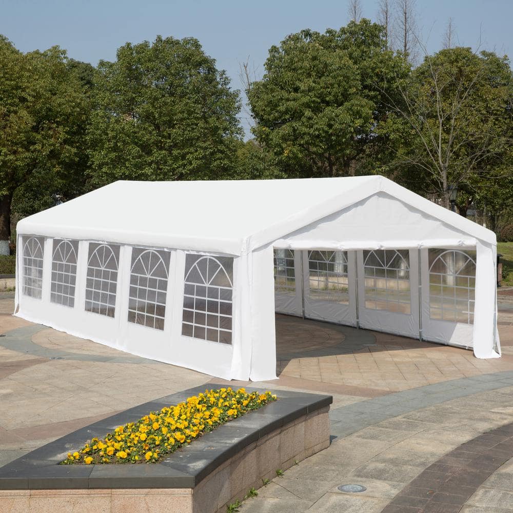 Outsunny White 16' x 32' Heavy Duty Party Tent with Removable Sidewalls