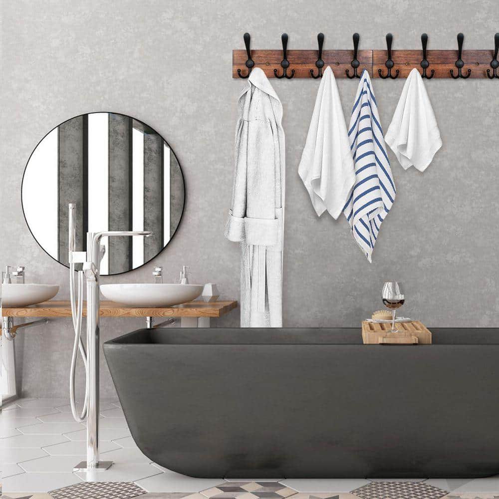 Angel Sar Black 31.4 in. Entryway Hanging Coat Rack with 8 Literary ...