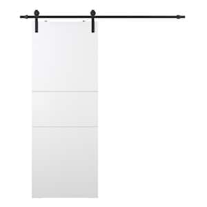 Paola 2H 32 in. x 80 in. Bianco Noble Finished Wood Composite Sliding Barn Door with Hardware Kit