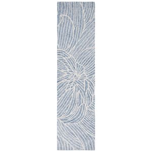 Metro Blue/Ivory 2 ft. x 9 ft. Floral Runner Rug