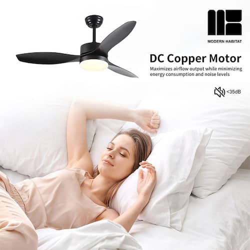 GloBreeze 24 in. Indoor Walnut Black Ceiling Fan with LED Light Bulbs with Remote Control Included Ceiling Fans