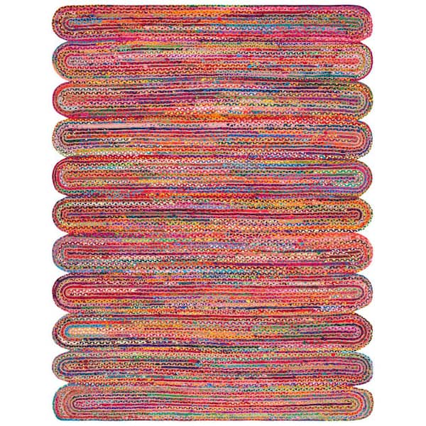 SAFAVIEH Cape Cod Red/Multi 8 ft. x 10 ft. Striped Braided Abstract Area Rug