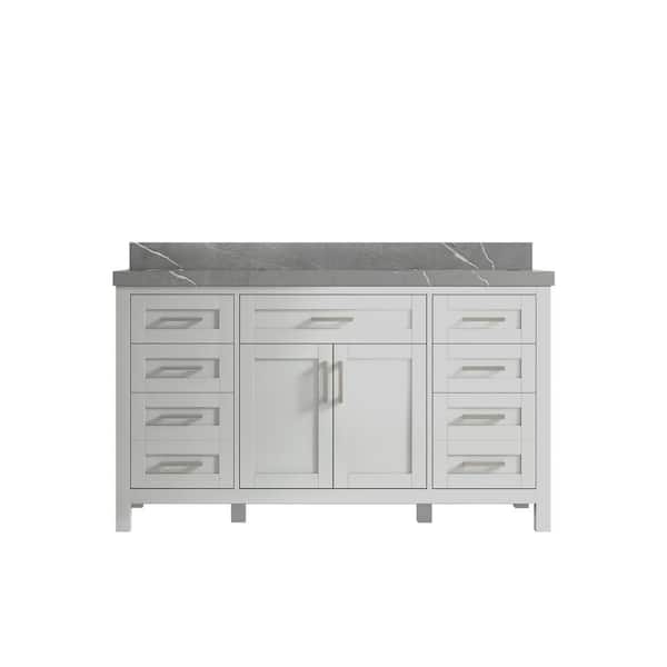 Willow Collections Cambridge 60 in. W x 22 in. D x 36 in. H Single Sink Bath Vanity in Gray with 2 in. Piatra Quartz Top