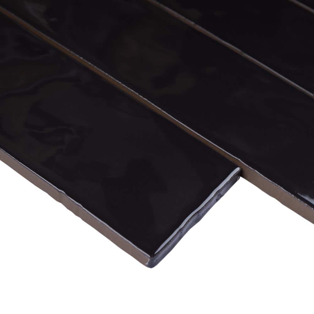 Noir Black Glossy Porcelain Rectangular Wall Tile