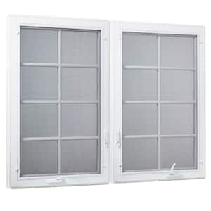 71 in. x 47.5 in. Right/Left Hand Vinyl Dual COMBO Casement Window with Grids and Screen