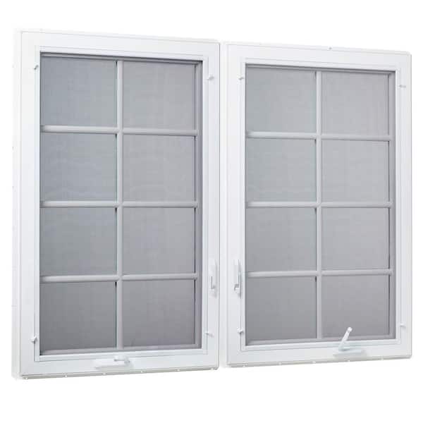 TAFCO WINDOWS 71 in. x 47.5 in. Right/Left Hand Vinyl Dual COMBO Casement Window with Grids and Screen