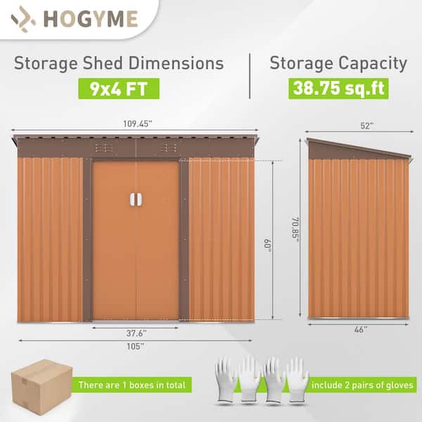 JAXPETY 9.1 ft. W x 4.3 ft. D Outdoor Storage Shed, Metal Garden