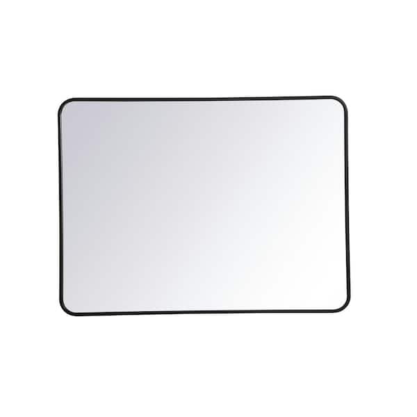 Unbranded Timeless Home 40 in. H x 30 in. W Black Modern Soft Corner Rectangular Wall Mirror
