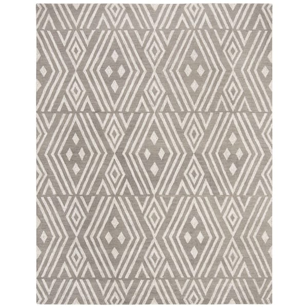 SAFAVIEH Micro-Loop Grey/Ivory 8 ft. x 10 ft. Geometric Area Rug