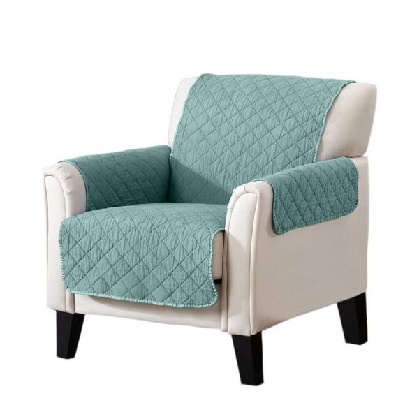 Great Bay Home Laurina Collection Aqua Stonewashed Reversible Chair Furniture Protector