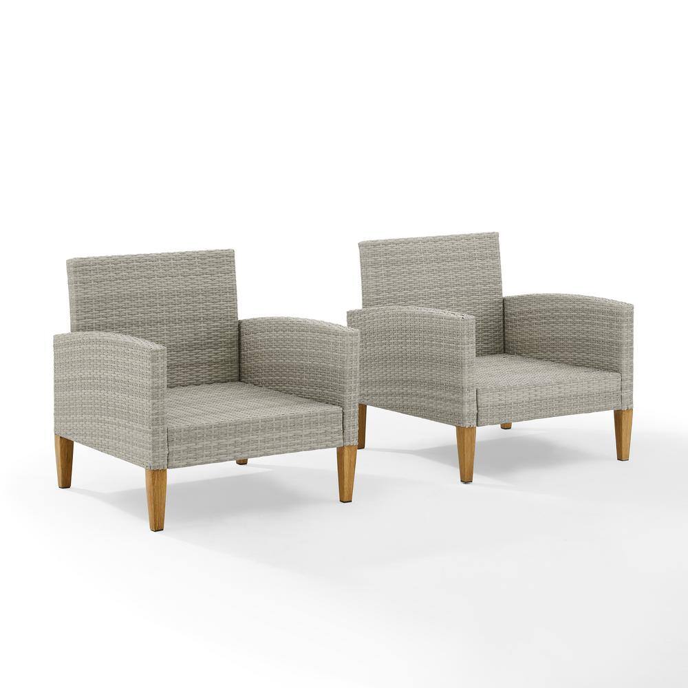 Gray Wicker Outdoor Accent Chairs with Cushions, 2-Piece Set